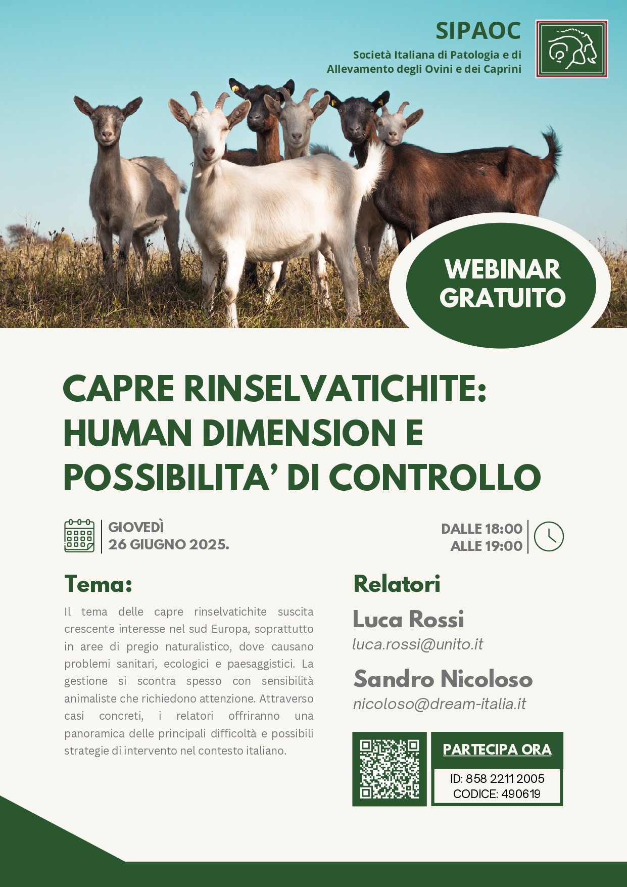 Capre rinselvatichite: human dimension e possibilità di controllo